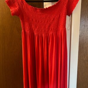 Isabel Maternity by Ingrid & Isabel Red Smocked Dress Maxi